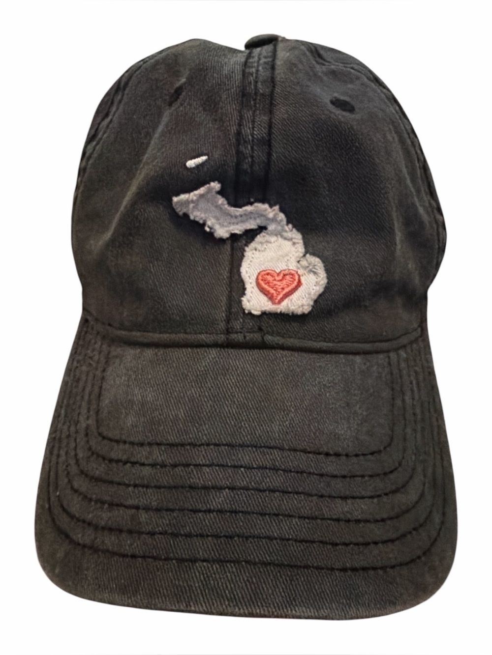 Michigan 100% Cotton Black Baseball Cap Great Lakes State Adjustable Slide Back